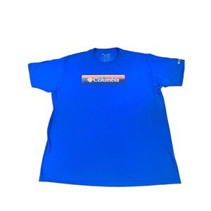 Columbia‎ Graphic Logo T-Shirt Menswear Activewear Blue Outdoors Tee